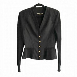 BALENCIAGA Paris Tailored Button Front Blazer Jacket Wool Silk Black 38